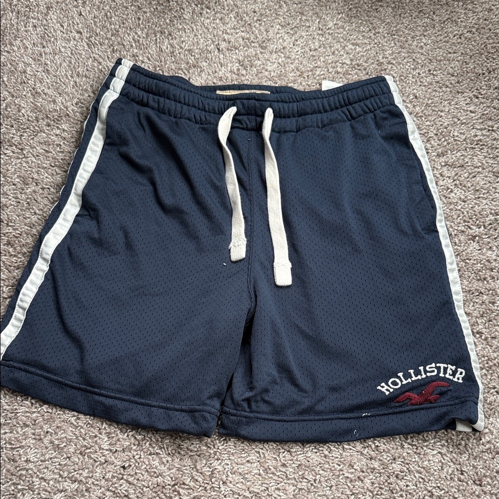Hollister Dark Blue Athletic Shorts with White Accents XS